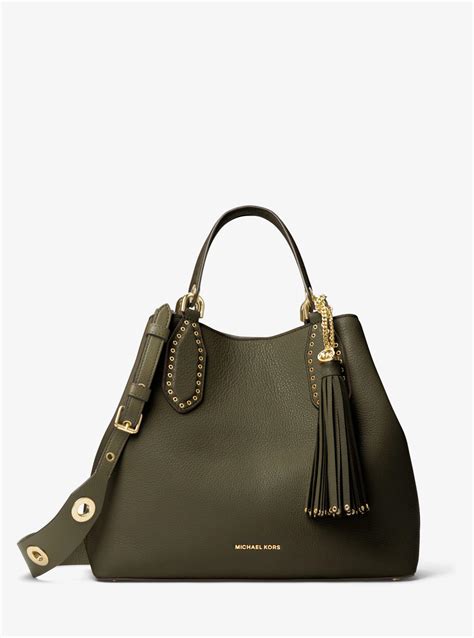 michael kors brooklyn large leather tote green|Michael Kors Brooklyn handbag.